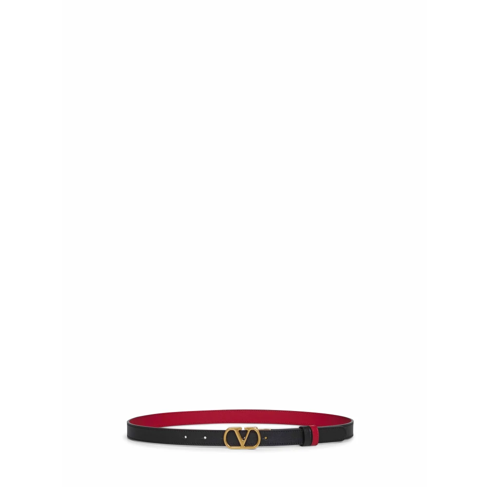 Valentino Garavani Kvinno Svart Accessoarer Dam, 90 Cm, Läder, Vlogo Signature Vändbart Bälte