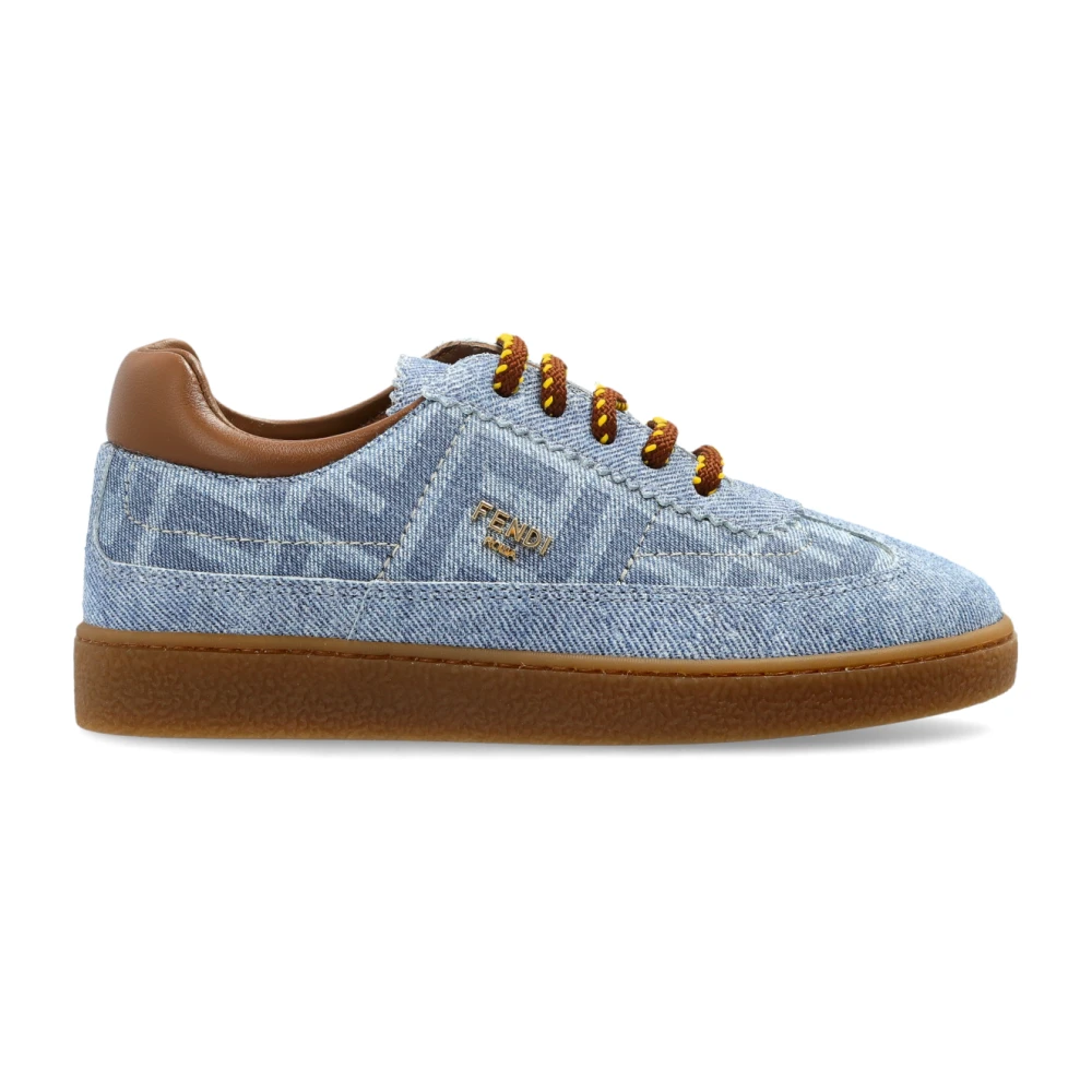 Fendi Unisex Kids Blue Kids Sneakers, 25 Eu, Trainers With Logo Appliqué