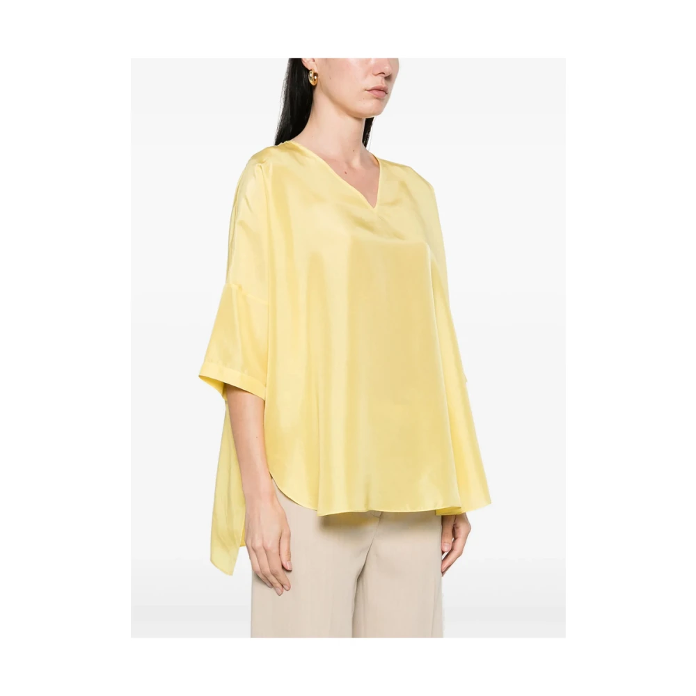 Antonelli Firenze Jasmijn Gele V-hals T-shirt Yellow Dames