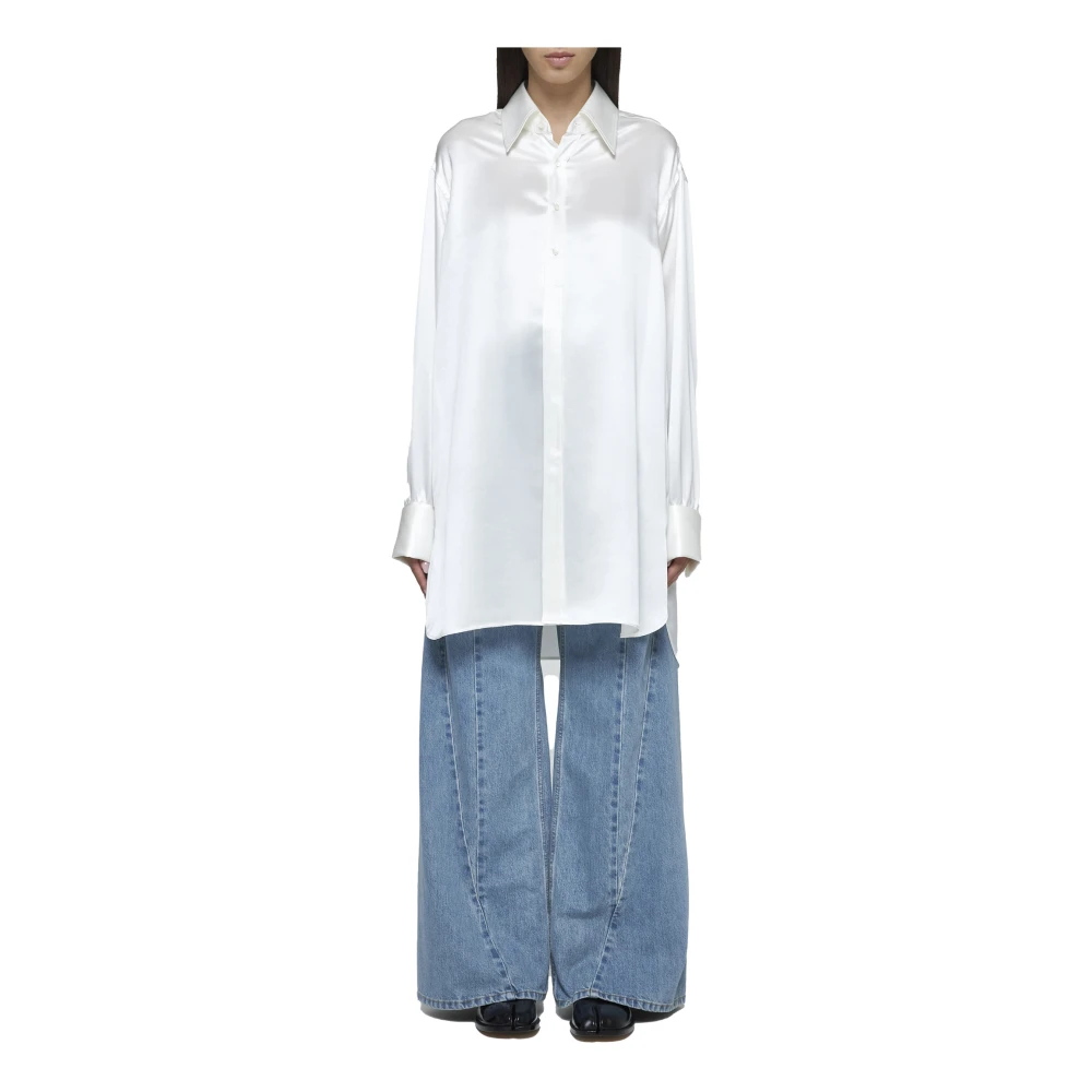 Maison Margiela Zijden Off-White Overhemd met Manchetknopen White Dames