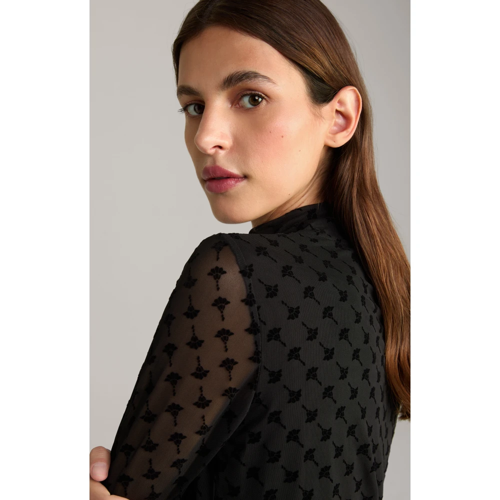 Joop! Zwarte jurk met fluwelen madeliefjespatroon Black Dames