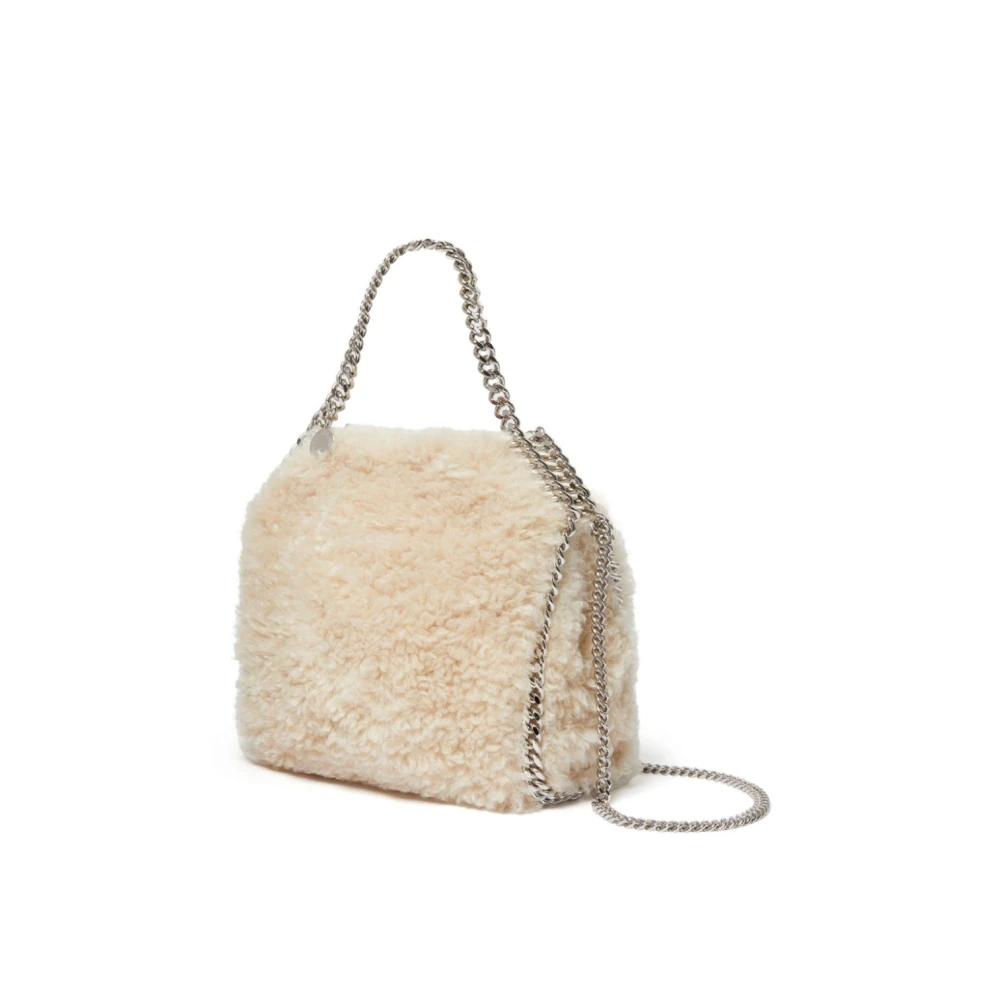 Stella Mccartney Faux-Fur Chain-Link Schoudertas Beige Dames