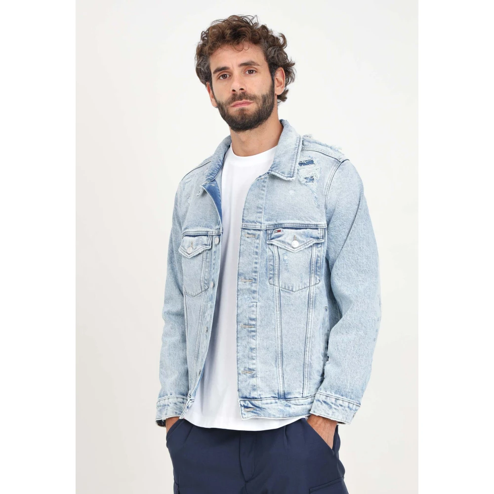 Tommy Jeans Heren Denim Jack met Versleten Details Blue Heren