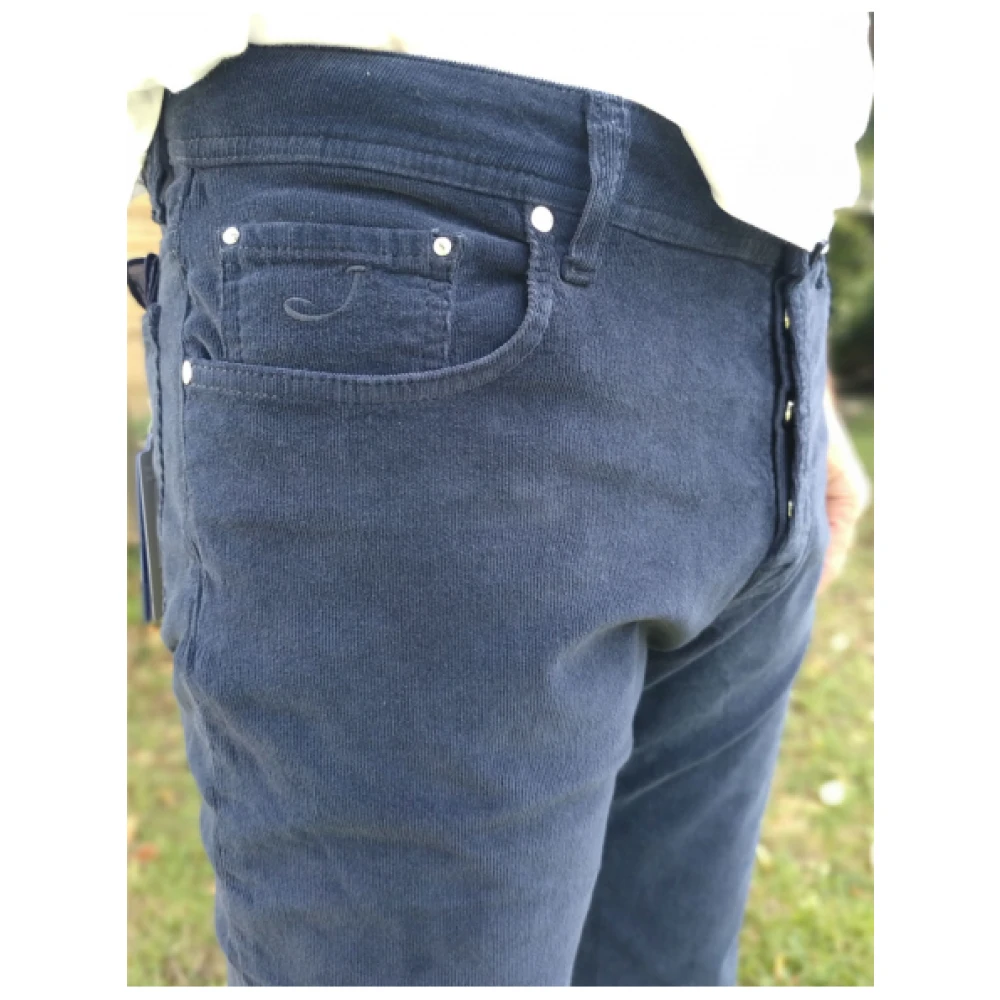 Jacob Cohën Zachte Slim Fit Fluwelen Broek Blue Heren