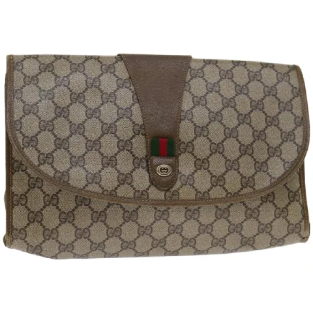Gucci Vintage Pre-owned Leather clutches Beige Dames