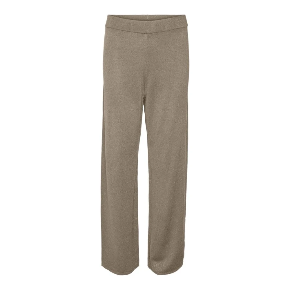 Vero Moda Glanzende Lurex Broek in Zilver Mink Beige Dames
