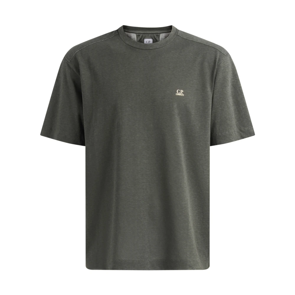 C.p. Company Men's Gray T-Shirts, S, 20/1 Jersey Plated Logo T-Shirt