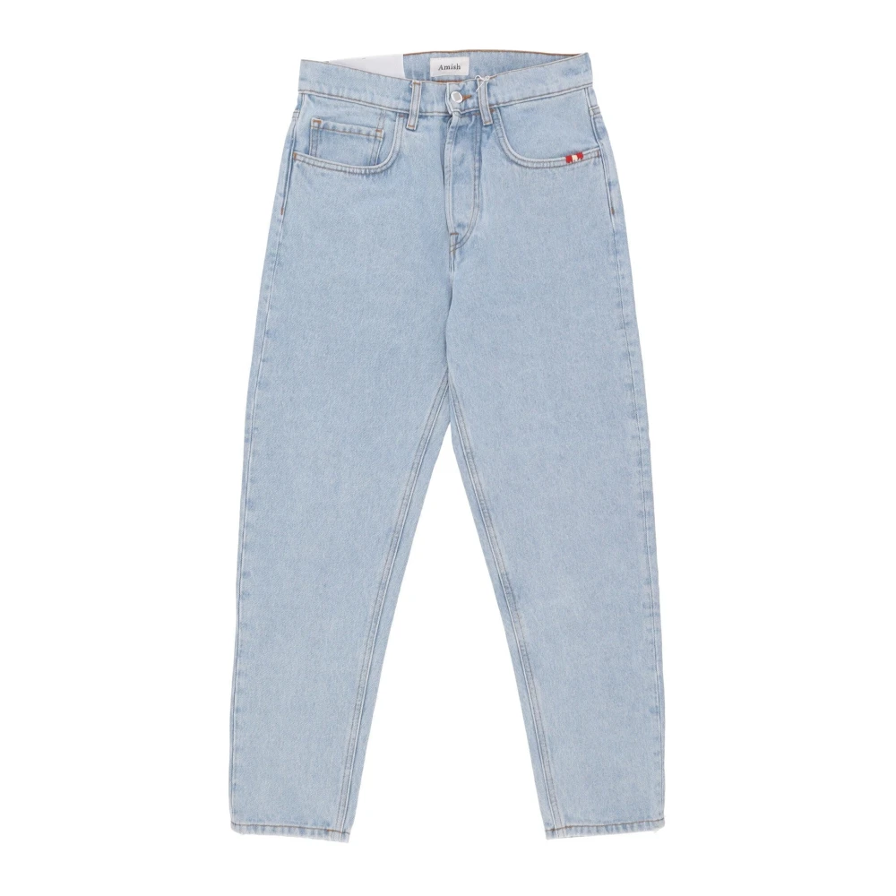 Amish Gebleekte Denim Straight Leg Jeans Blue Heren