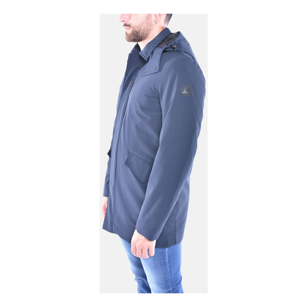 Woolrich Zachte Shell Jas met Chevron Quilting Blue Heren