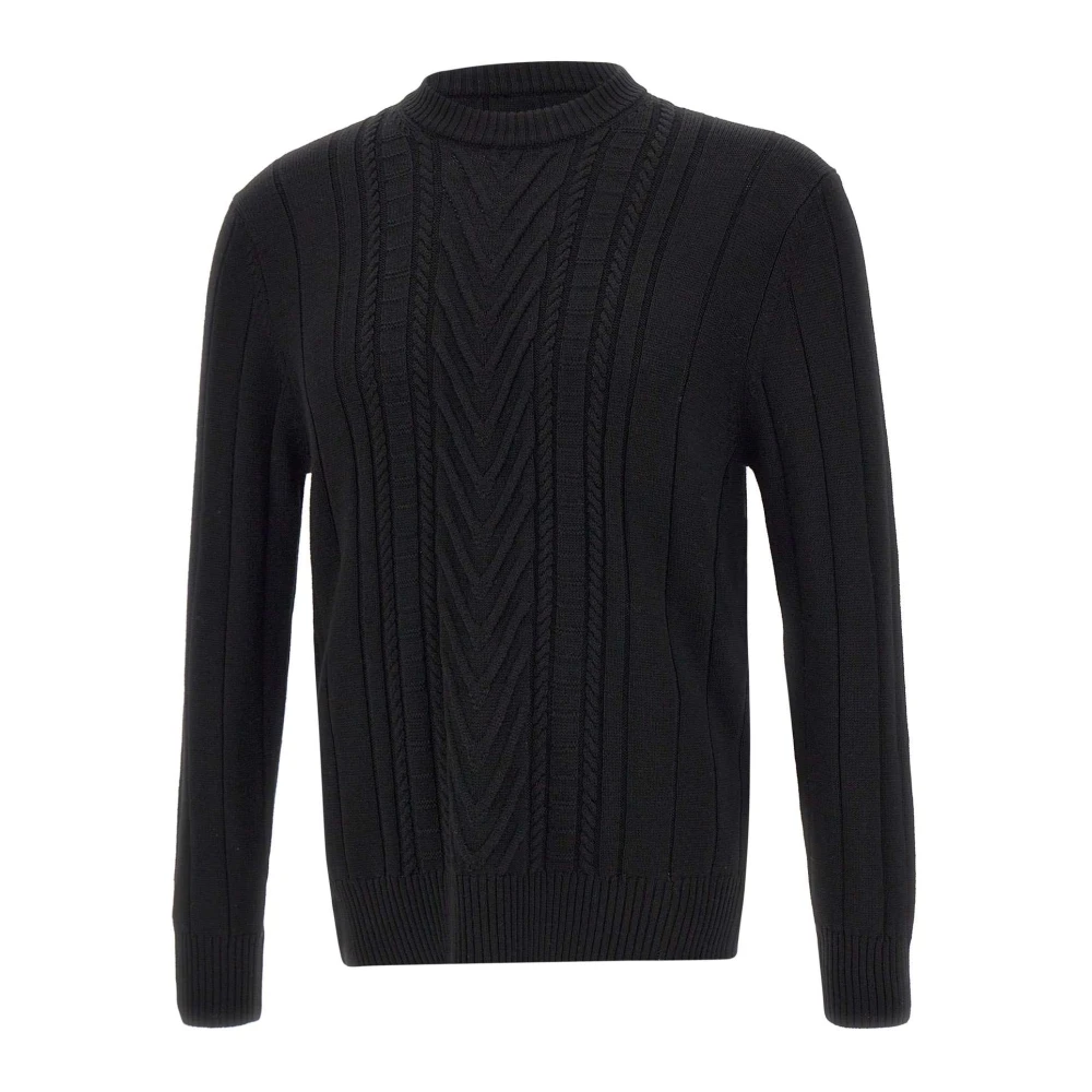 Paolo Pecora Zwarte Wol Crew Neck Sweater Black Heren