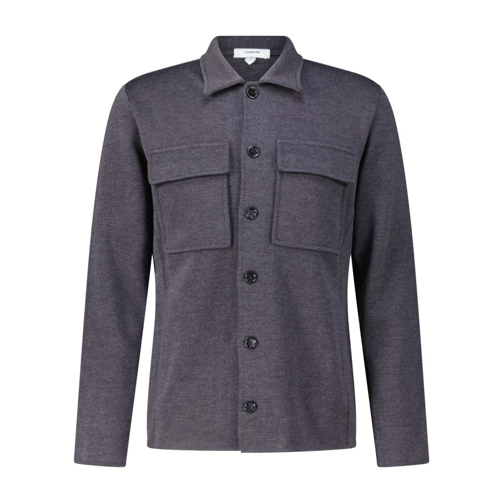 Lardini Wollen Overshirt met Hemdkraag Gray Heren