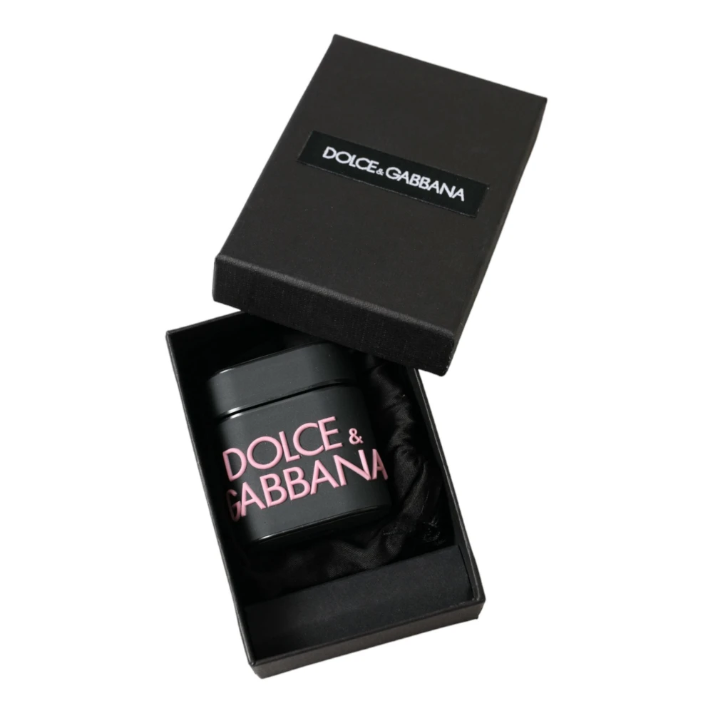 Dolce & Gabbana Elegant Bicolor Leren Airpods Hoesje Black Dames