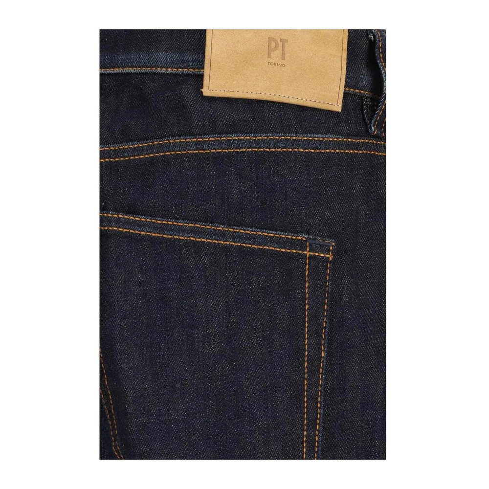 PT Torino Leren Patch Straight-Leg Jeans Blue Heren