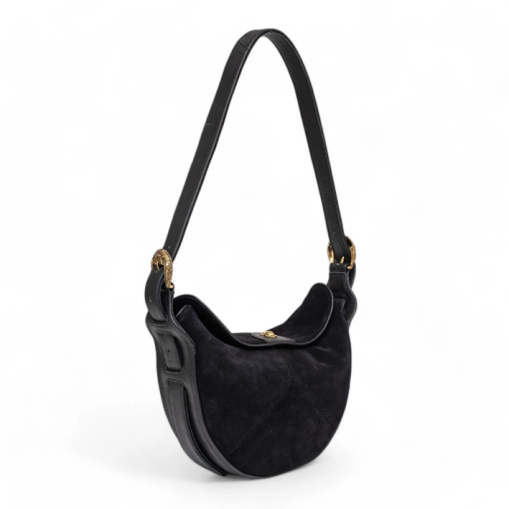 Claris Virot Zwarte Fluwelen Schoudertas met Verstelbare Band Black Dames