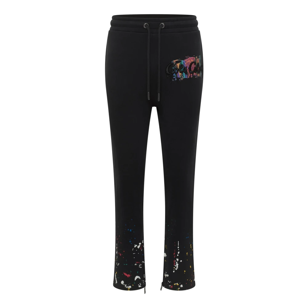 Carlo Colucci Men's Black Sweatpants, Xl, Paint-Drop Joggers
