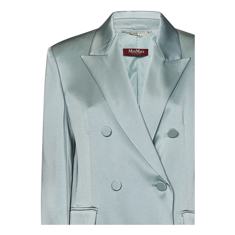 Max Mara Heldere Blauwe Dubbelrij Blazer Blue Dames