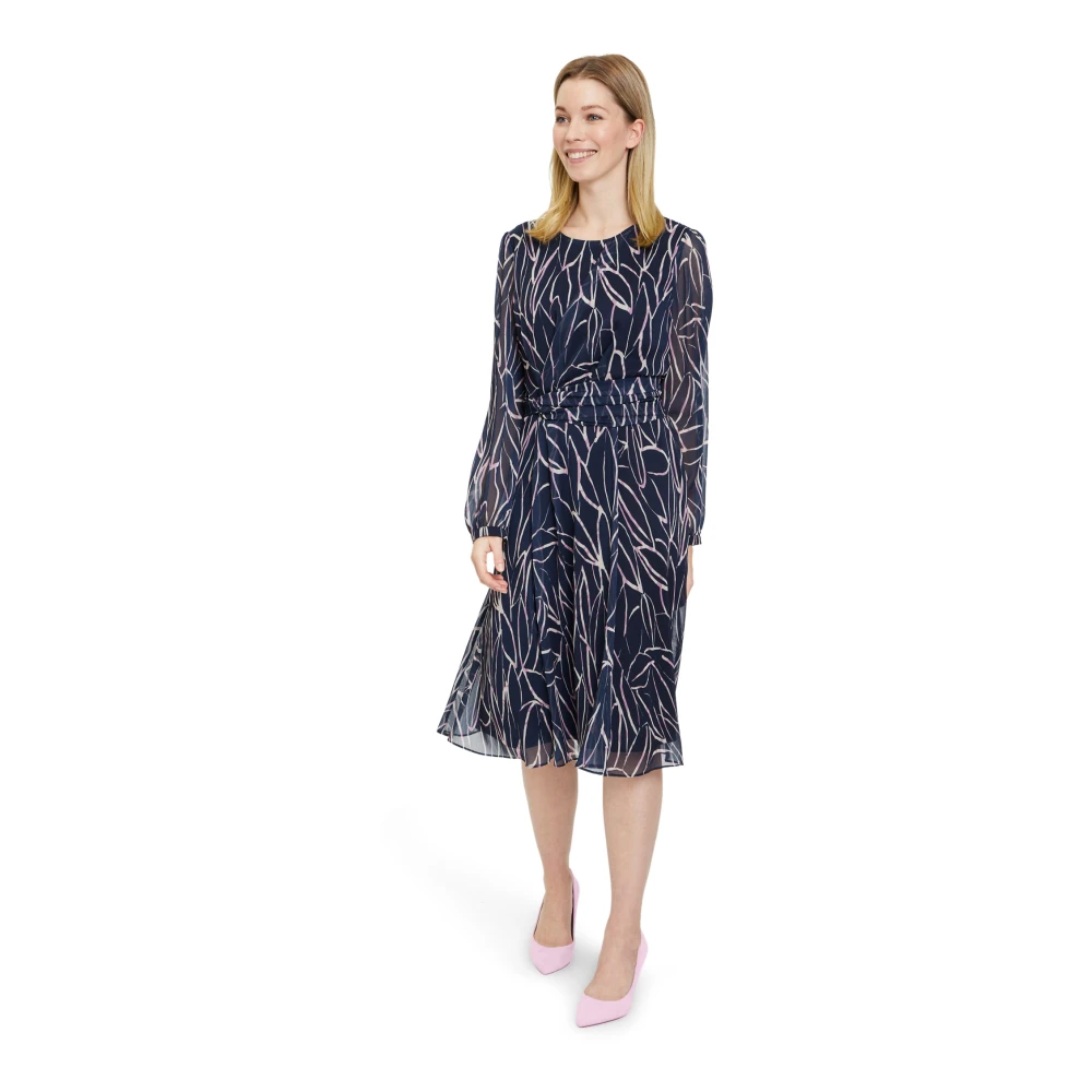 Betty & Co Chiffon Jurk Lange Mouw Multicolor Dames