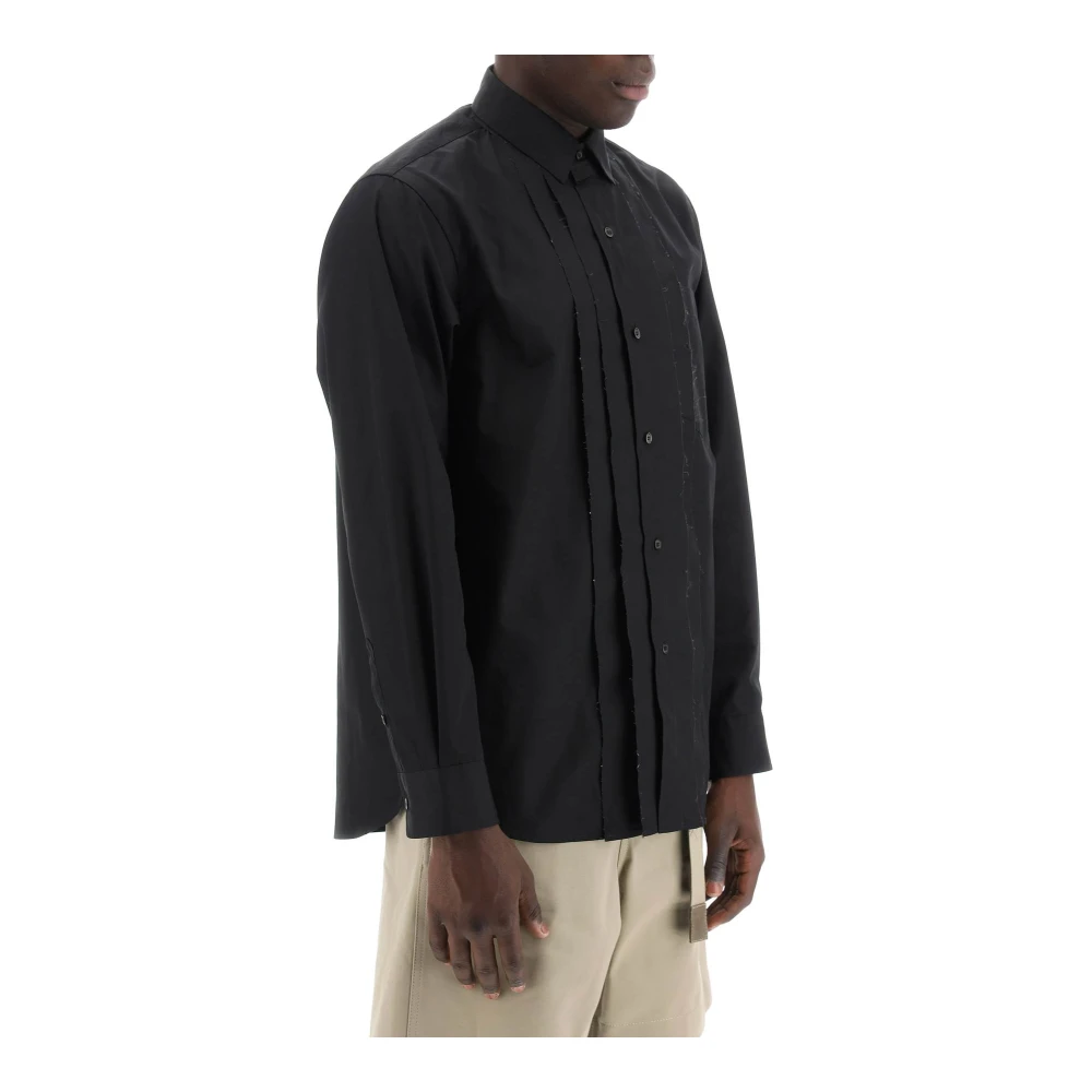 Sacai Gelaagd popelineffect overhemd Black Heren