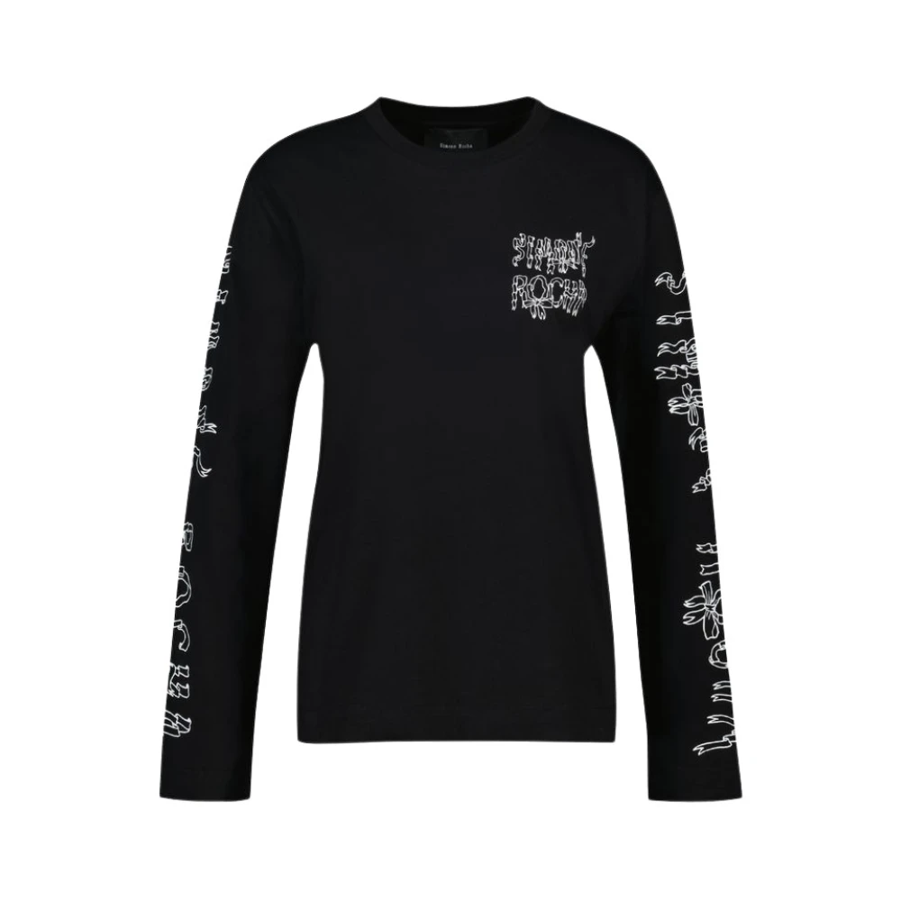 Simone Rocha Zwarte Katoenen Lange Mouw Lint T-shirt Black Dames