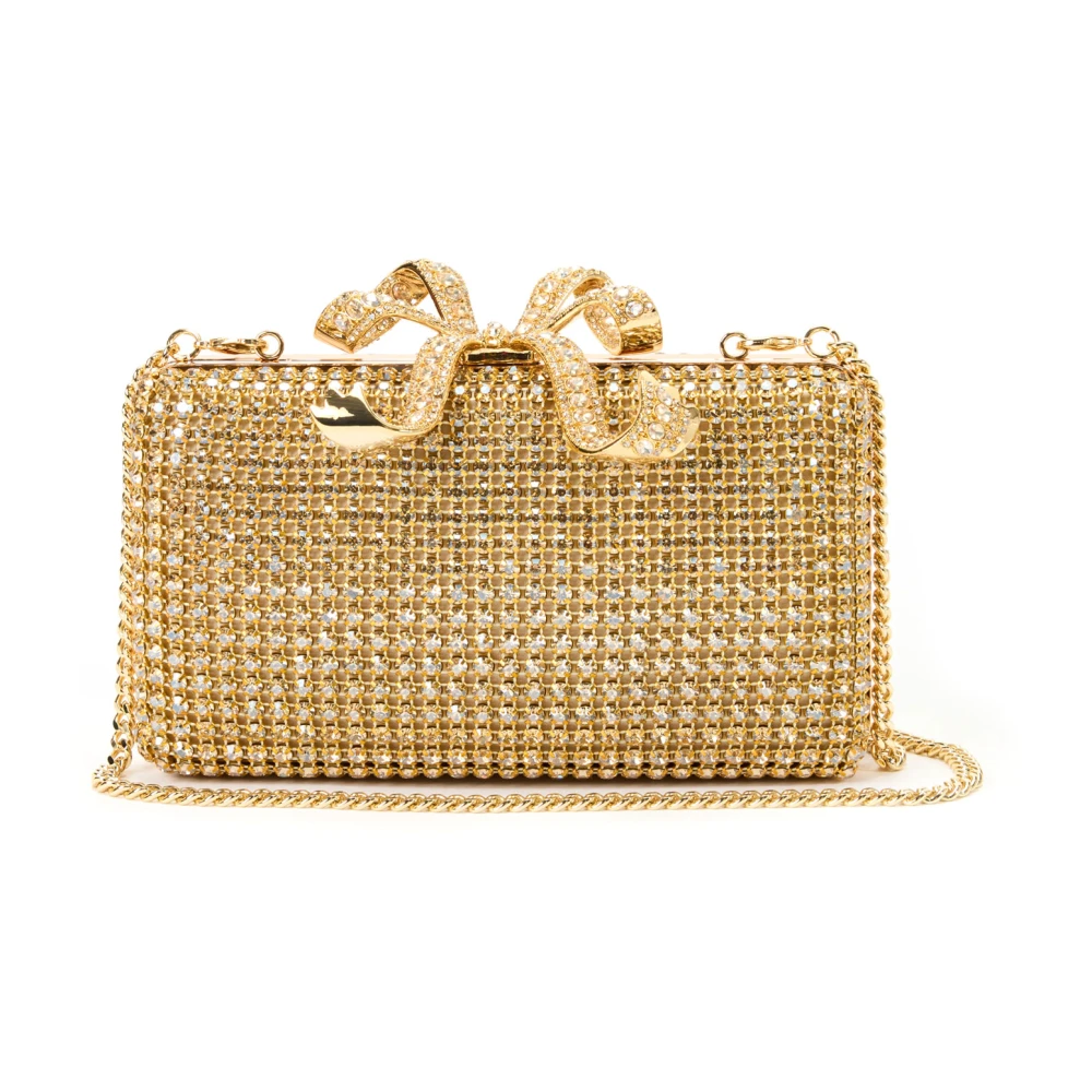 Self Portrait Rhinestone Clutch met Schouderband Yellow Dames