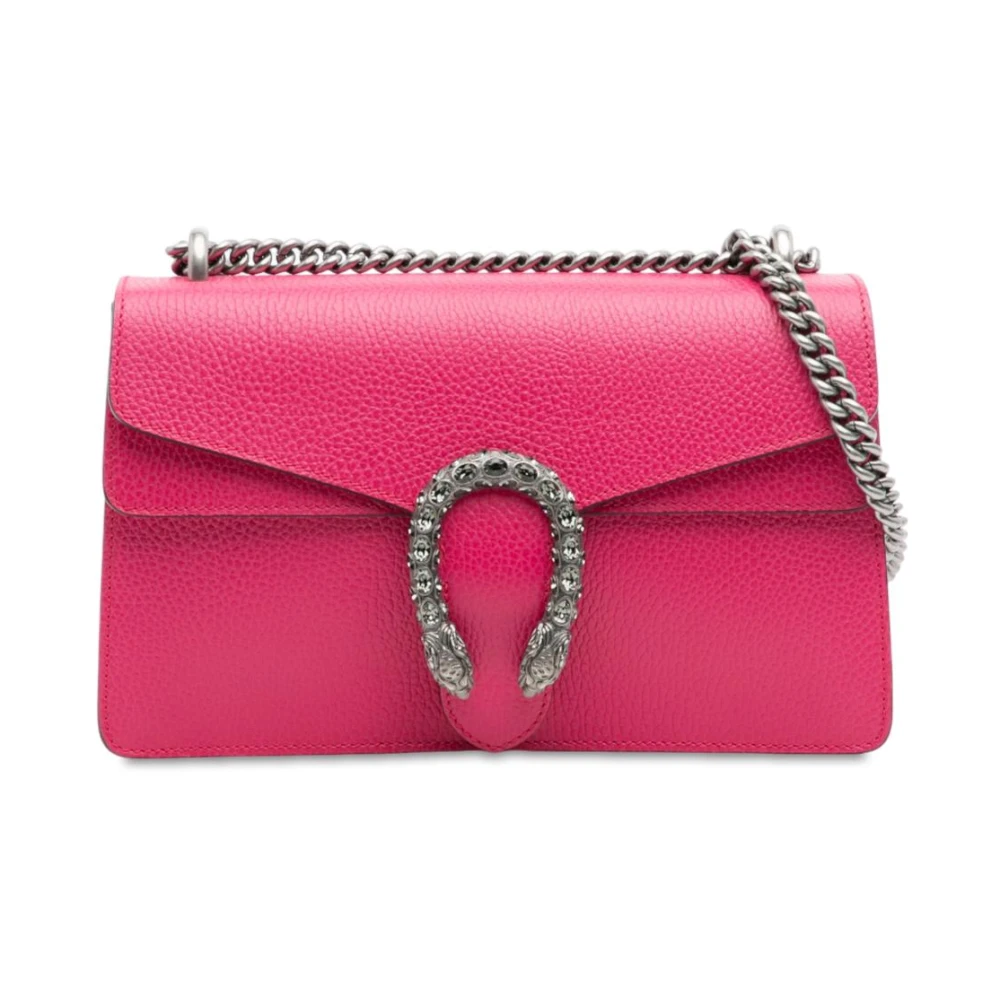 Gucci Vintage Women's Pink Pre-Owned Shoulder Bag With Chain