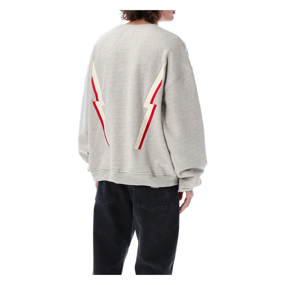 Rhude Lightning Crewneck Knitwear Gray Heren