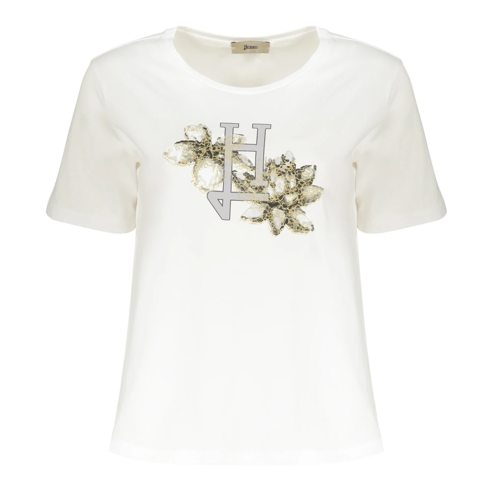 Herno Logo Print Katoenen Crew-neck T-shirt White Dames
