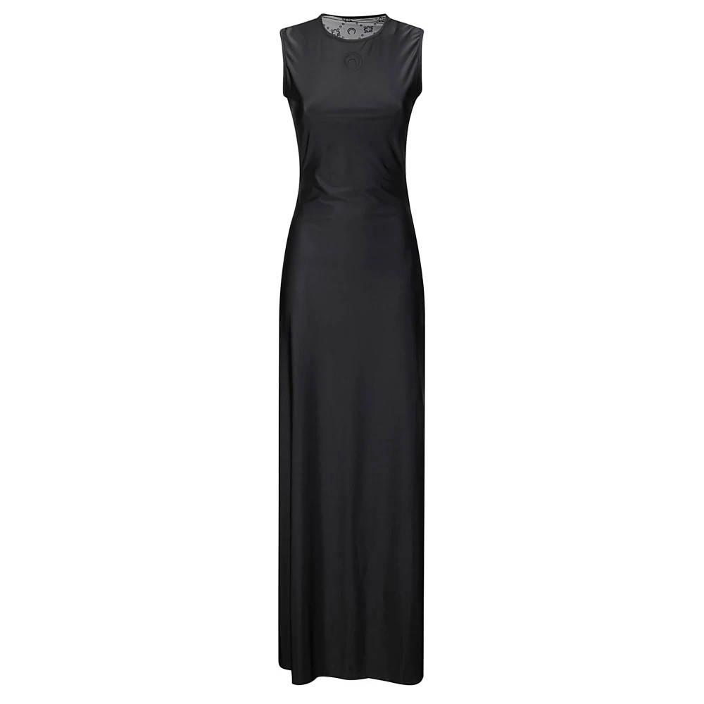 Marine Serre Jersey Tank Jurk met Gedrapeerd Stijl Black Dames