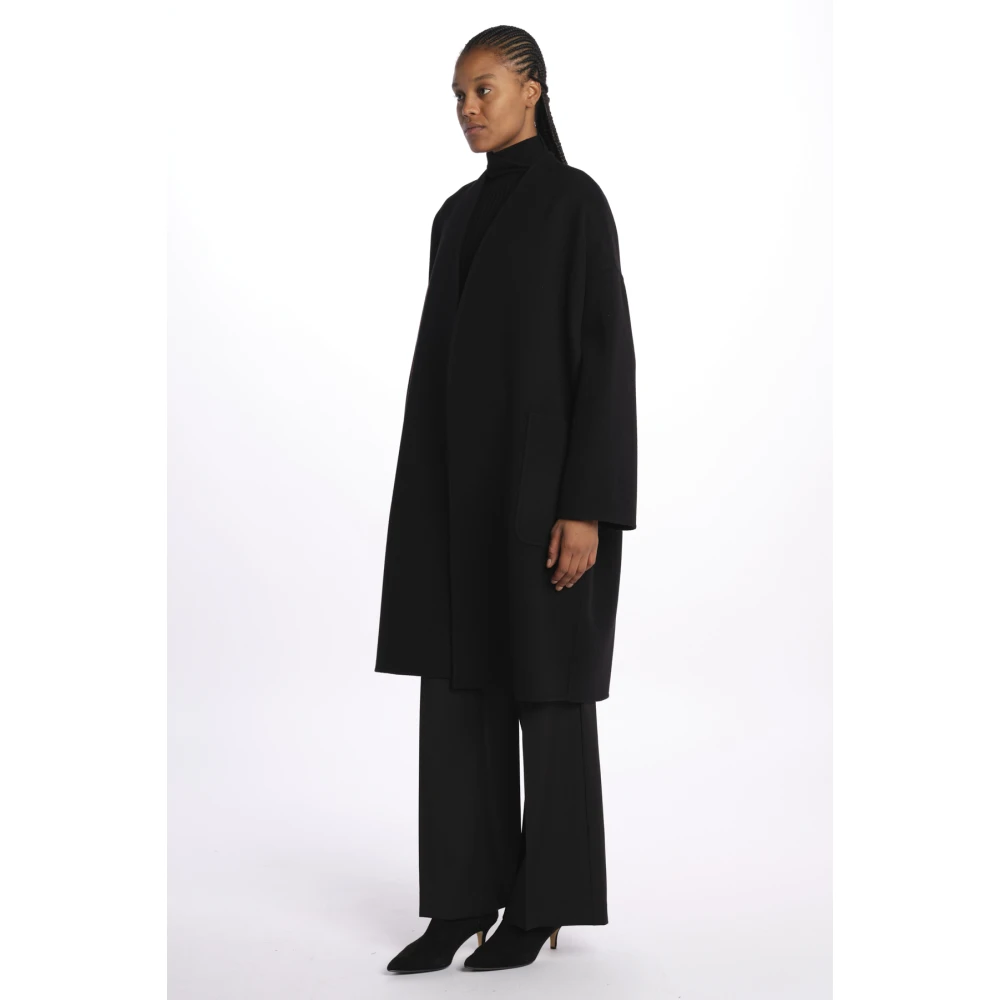 Max Mara Zwarte Eris Jas zonder Kraag Black Dames