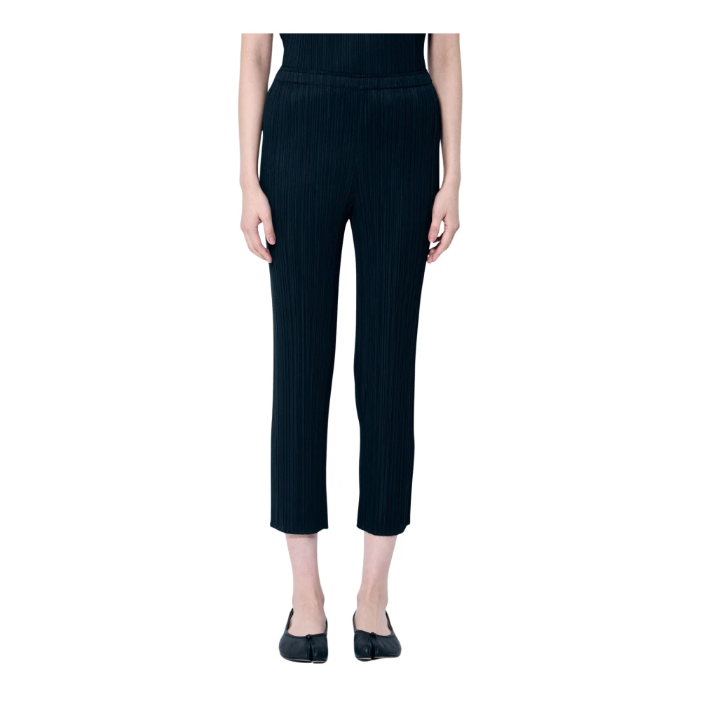 Issey Miyake Elastische Taille Geplooide Broek Black Dames