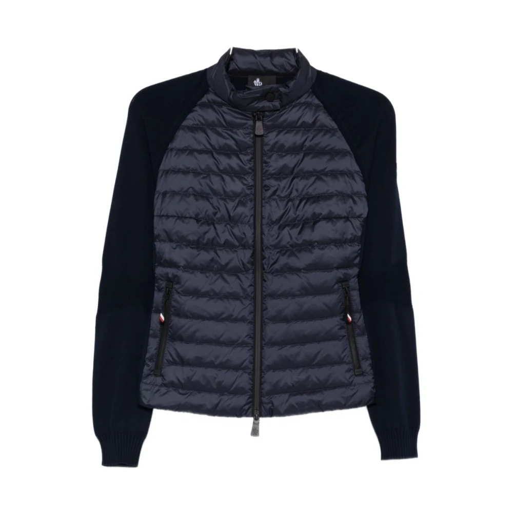 Moncler Padded Stretch Viscose Blend Cardigan - Female - Winter Jackets - Blue - S - Jackets