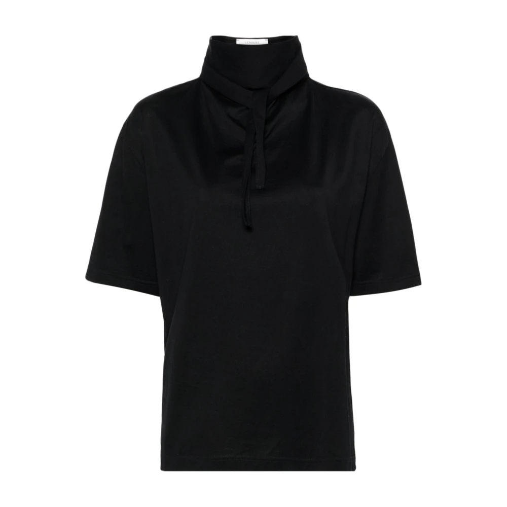 Lemaire Zwarte Katoenen Jersey T-shirt met Sjaal Black Dames