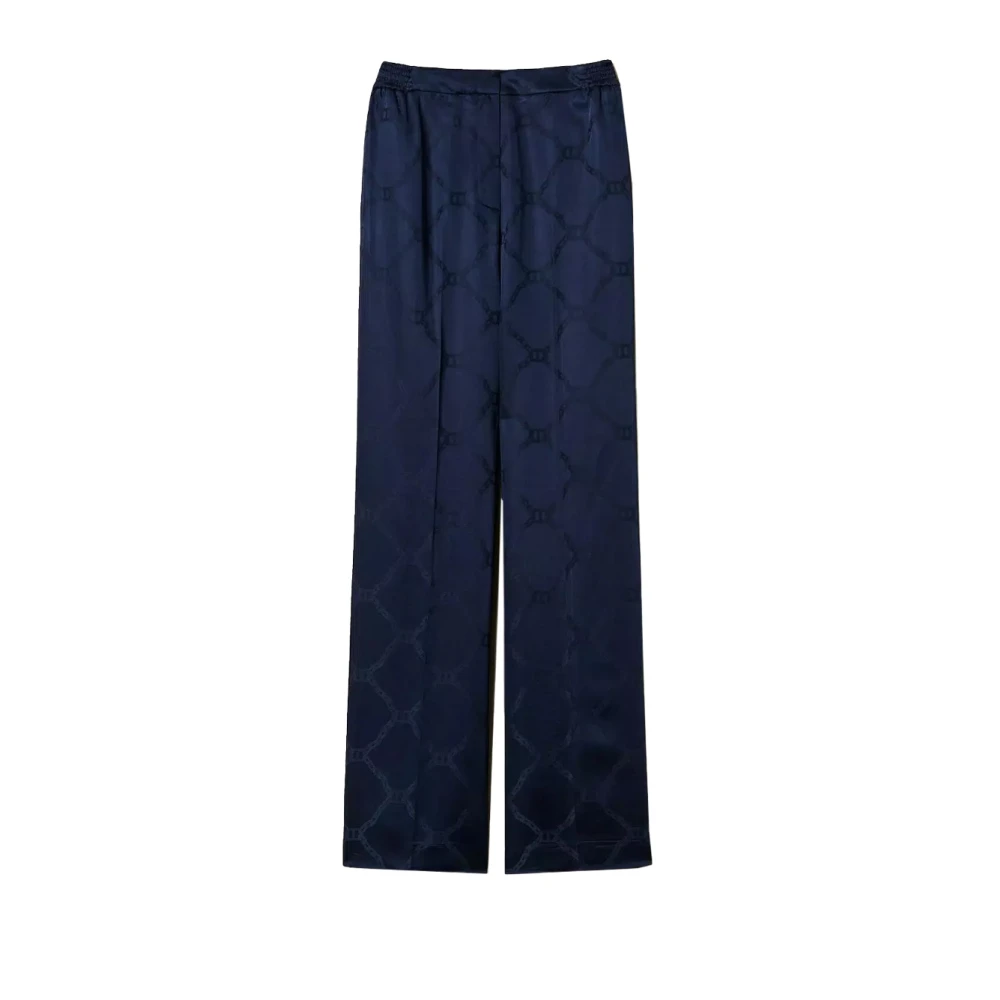 Twinset Elegante Lyocell Jacquard Broek Blue Dames