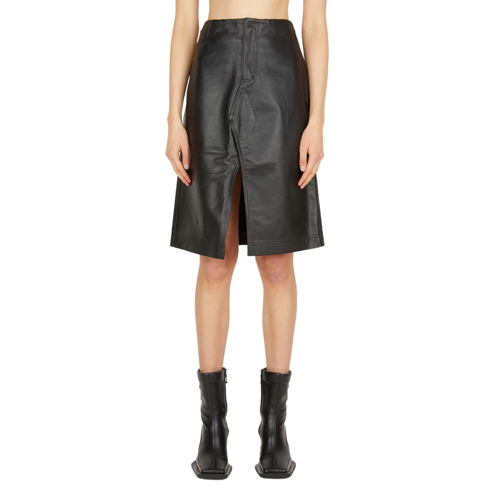 Eytys Leren Capella Rok met Rits Black Dames