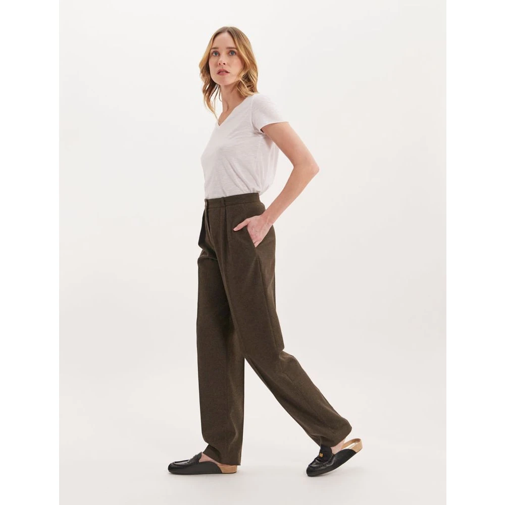 Ines De La Fressange Paris Marlow khaki broek Green Dames