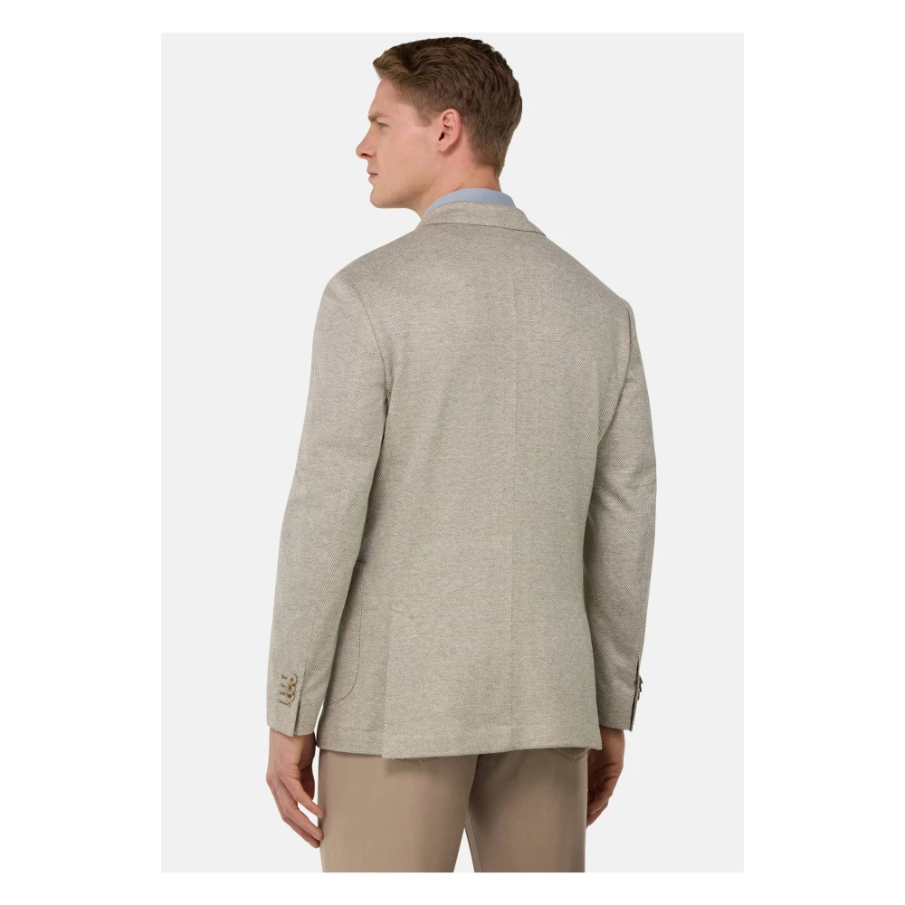 Boggi Milano B Jersey Linnen en Katoenen Herringbone Jas Beige Heren