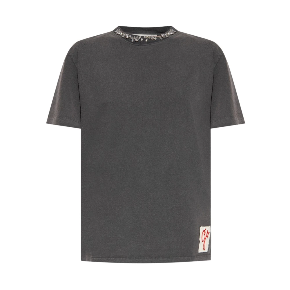 Golden Goose Women's Gray T-Shirts, Xs, T-Shirt With Cabochon Crystals