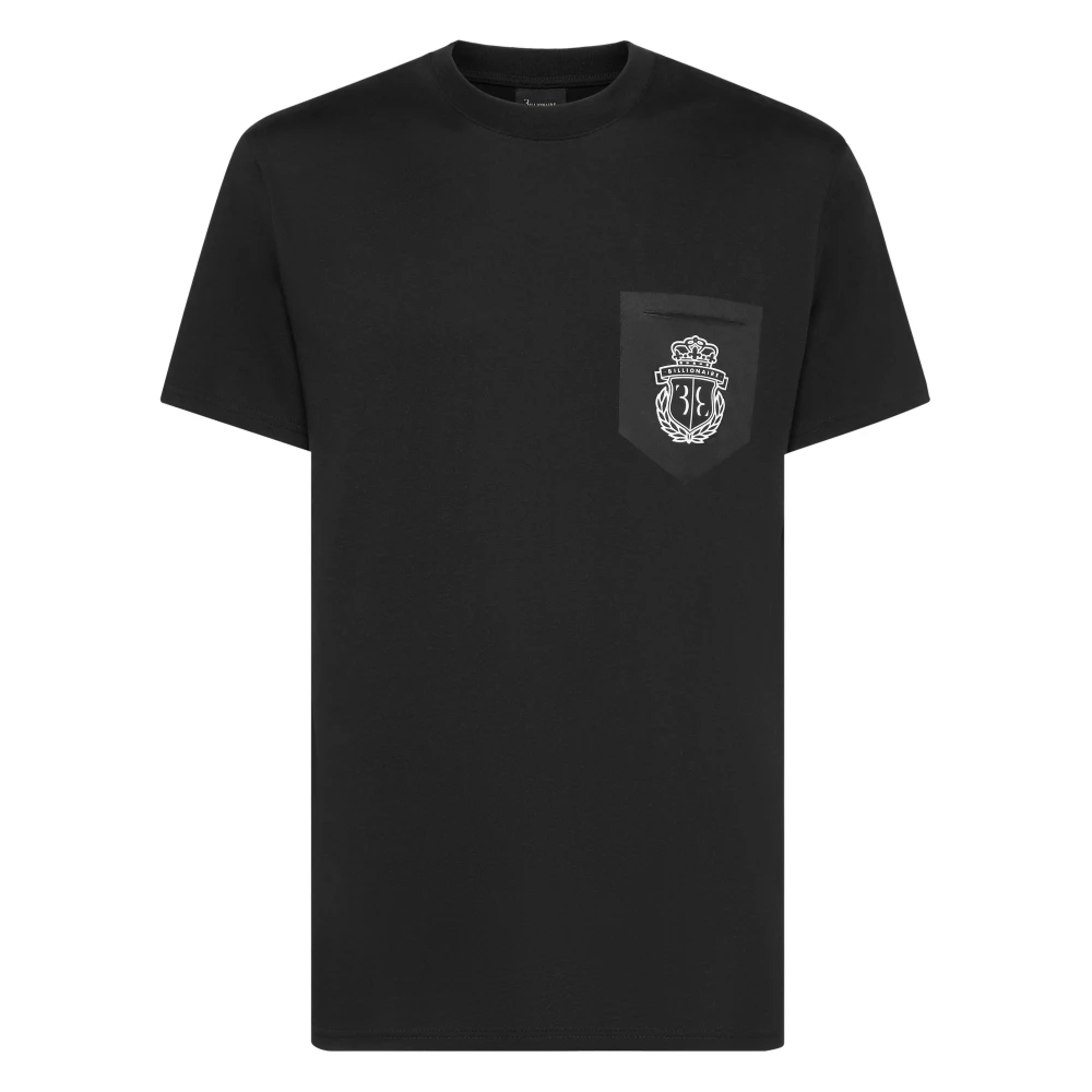 Billionaire Herr Svart Toppar 2XL, Bomull, T-Shirt Rund Hals Ficka Crest