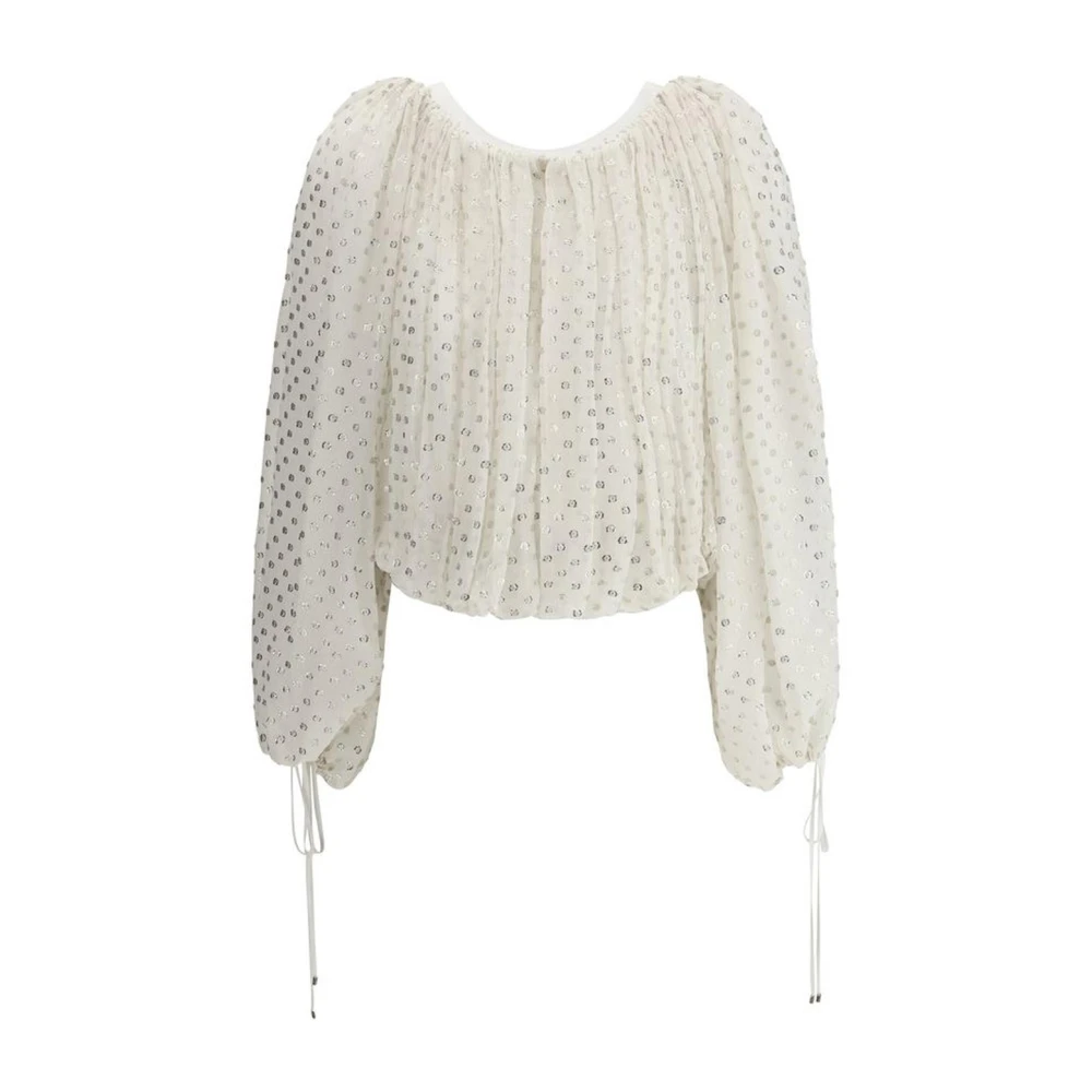Chloé Polka Dot Off-Shoulder Shirt White Dames