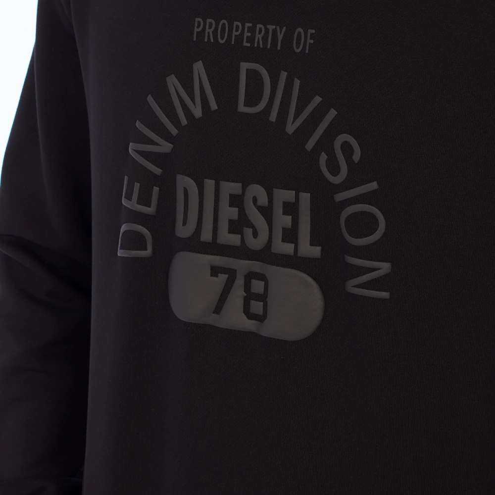 Diesel Grafische Print Ronde Hals Sweater Black Heren