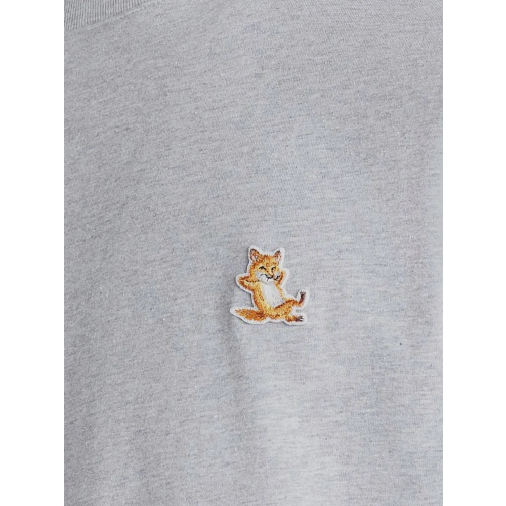 Maison Kitsuné Vos Katoenen T-Shirt Gray Heren