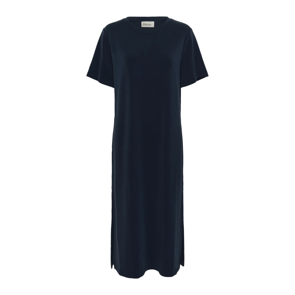 My Essential Wardrobe Donker Saffierblauwe Lange Jurk met Splitten Blue Dames