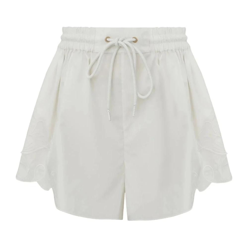 Zimmermann Women's White Short Shorts, 2XS, Short Shorts