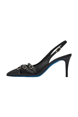 Slingback i blankt läder med remmar