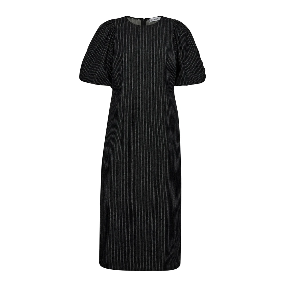 Co'Couture Denim Pin Puff Jurk met Gestreept Patroon Black Dames