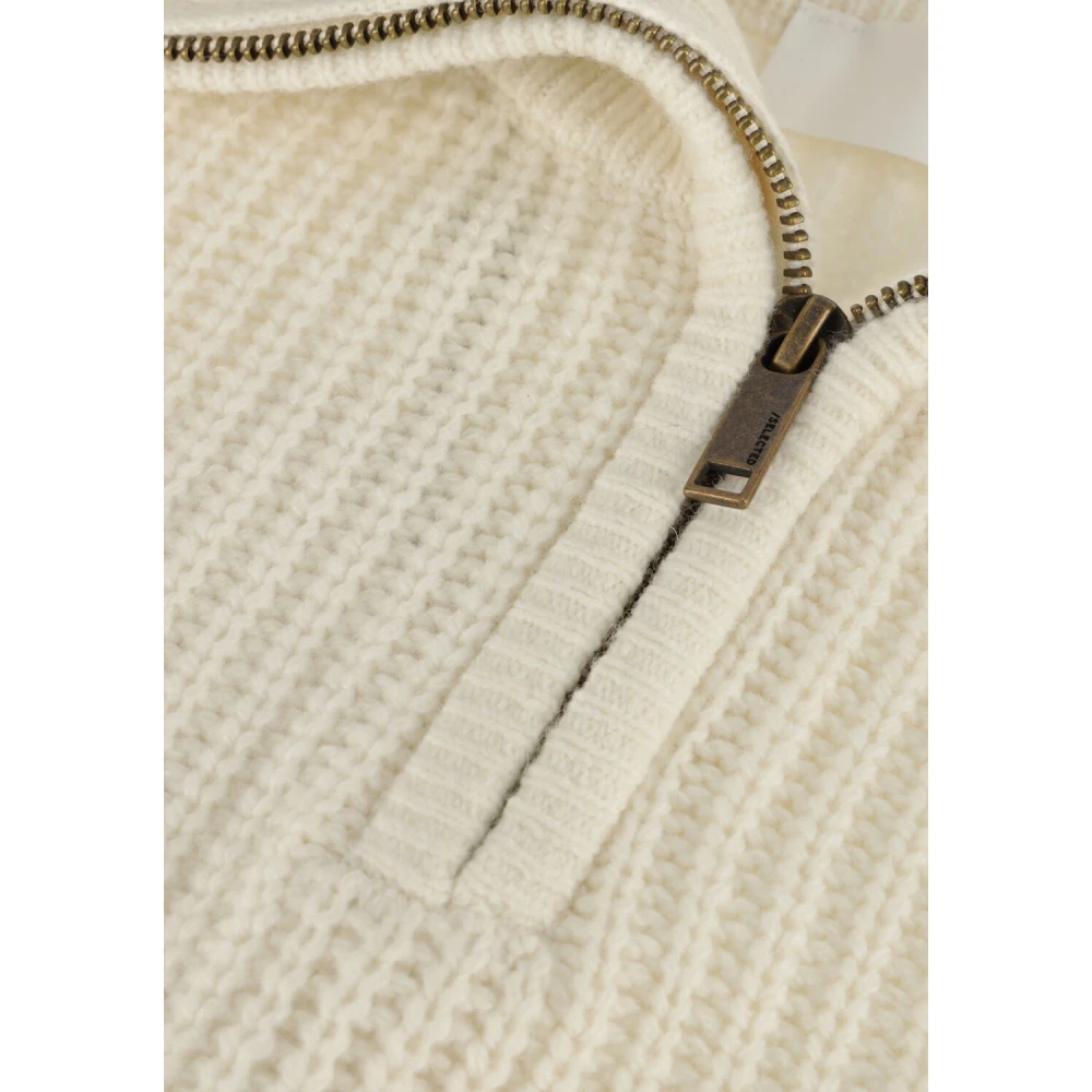 Selected Homme Beige Gebreide Half Zip Trui Beige Heren
