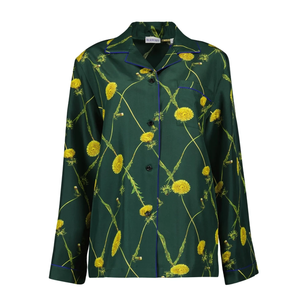 Burberry Women's Multicolor Shirts, 2XS, Silk Dandelion Print Shirt