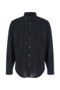 chemise-noire-en-melange-de-coton-avec-col-pointu