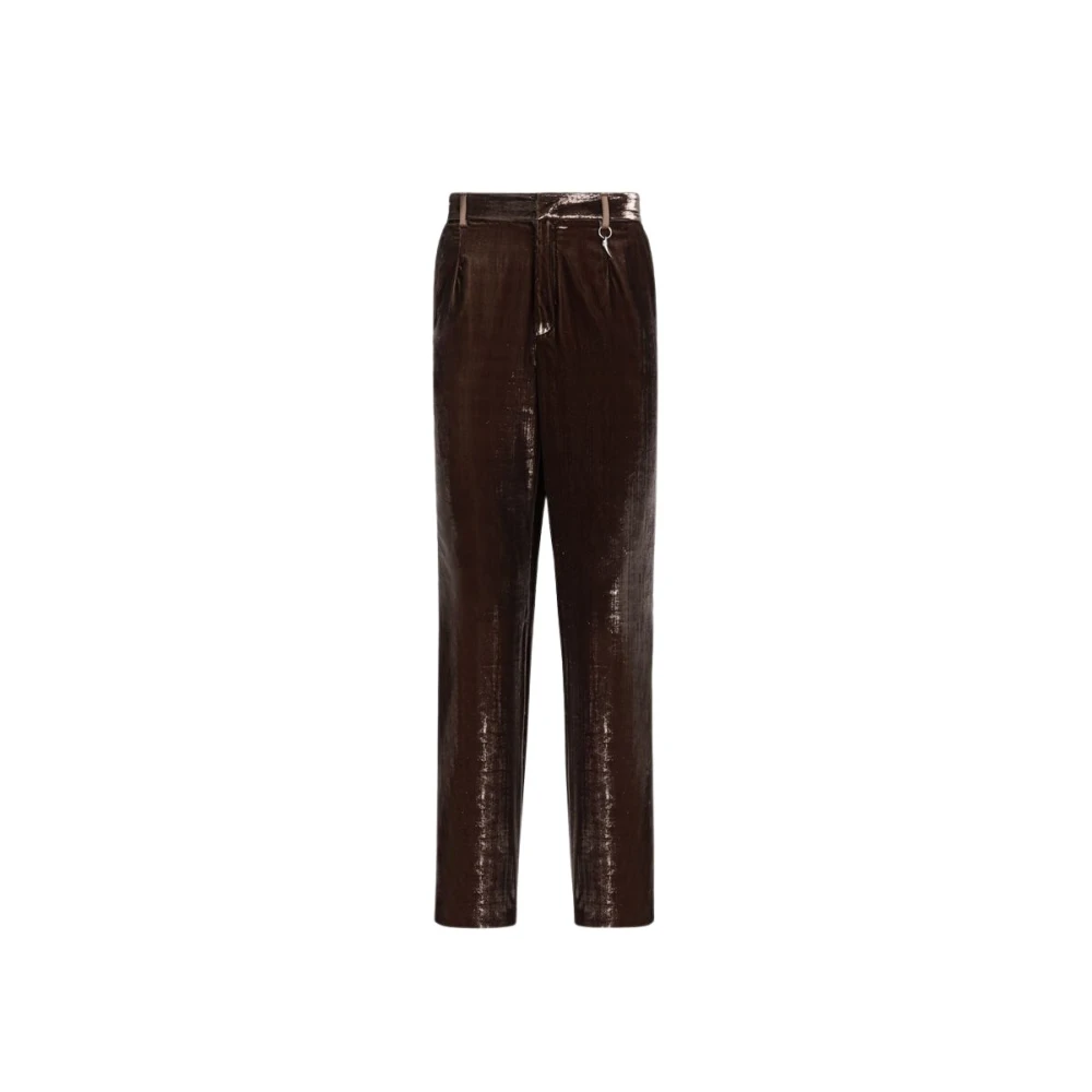 Roberto Cavalli Men's Brown Tailored Straight-Leg Trousers