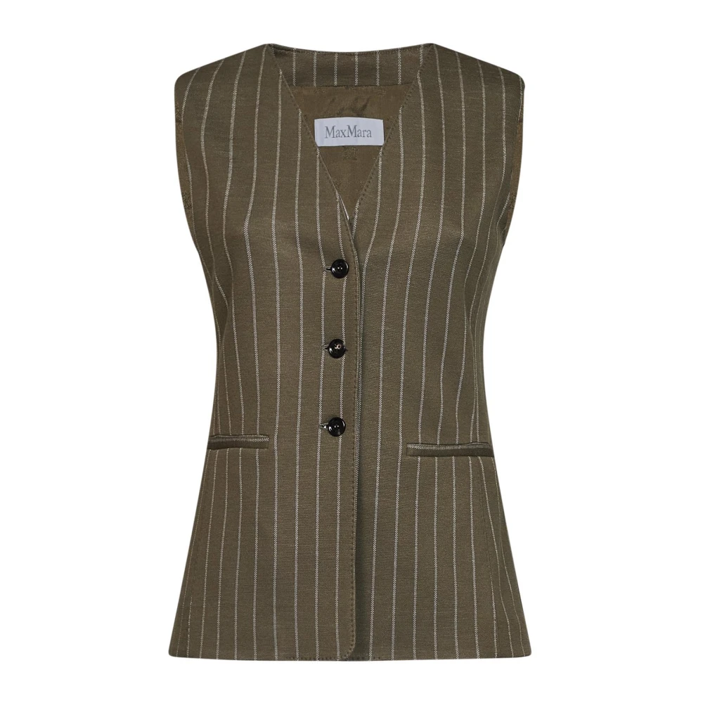 Max Mara Green Waistcoats, Female, S, Riccio Vest